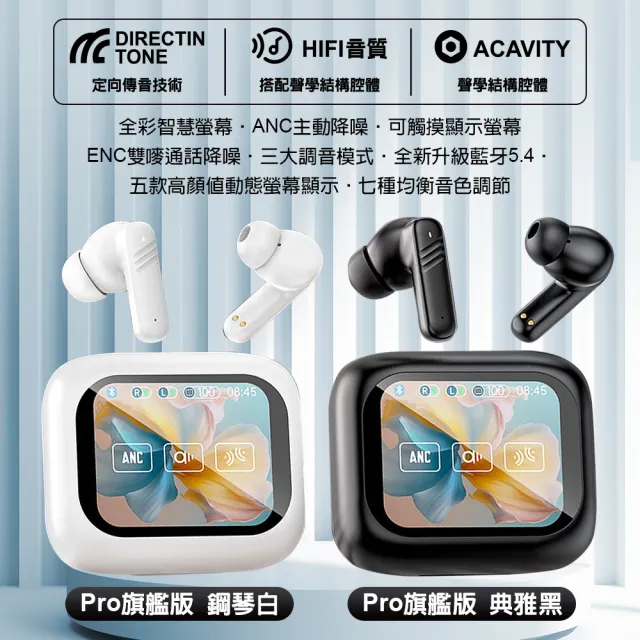 2入組 螢幕觸控藍牙耳機 降噪耳機(體積更小/長續航力/高音質/低干擾/舒適/待機長)