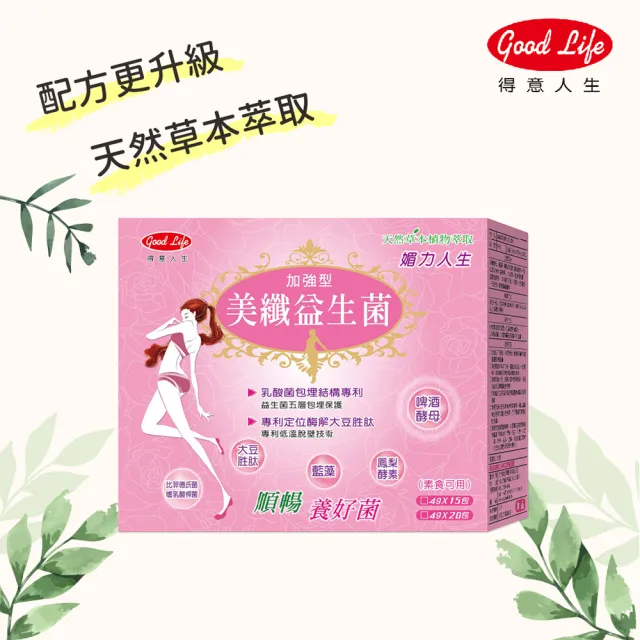 【得意人生】草本美纖益生菌_專利加強型 一盒組(共20包 啤酒酵母 鳳梨酵素 木瓜酵素 益生菌)