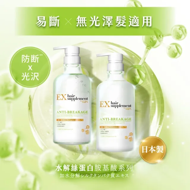 【LUX 麗仕】日本製髮的補給 胺基酸洗髮精/護髮乳450gx4入(絲蛋白/膠原蛋白/角蛋白/冰河水)