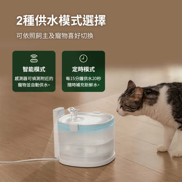 【Cheerble】七布無泵寵物飲水機E1 插電款2L(貓咪飲水機 磁力供水 全球首創 新上市 募資破萬台)