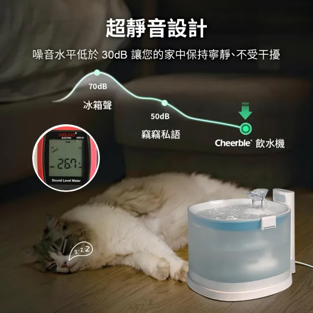 【Cheerble】七布無泵寵物飲水機E1 插電款2L(貓咪飲水機 磁力供水 全球首創 新上市 募資破萬台)