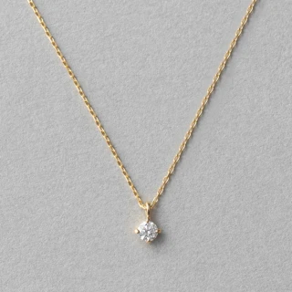 【ete】XK18 經典單鑽爪鑲鑽石項鍊-0.06ctX(金色)