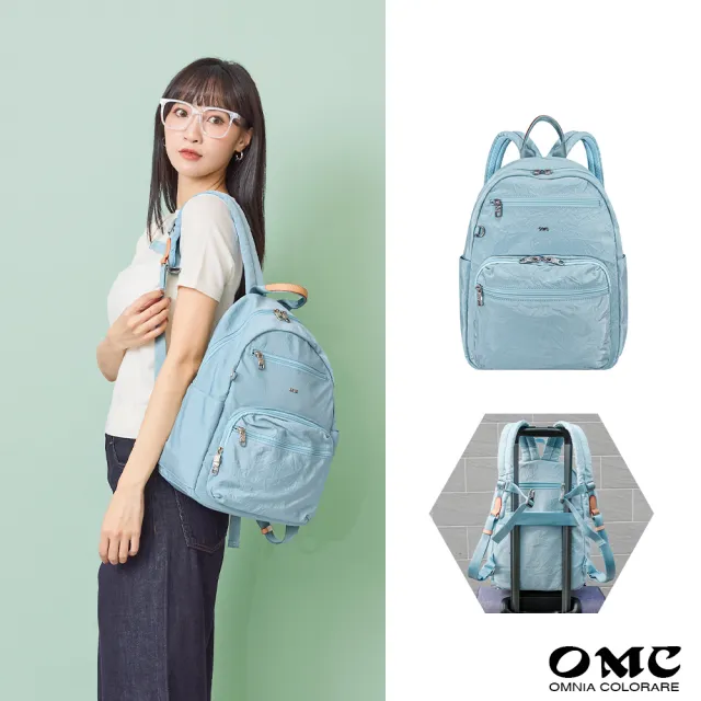 【OMC】雙11 必buy輕盈紙感旅行後背包33531(粉嫩藍)