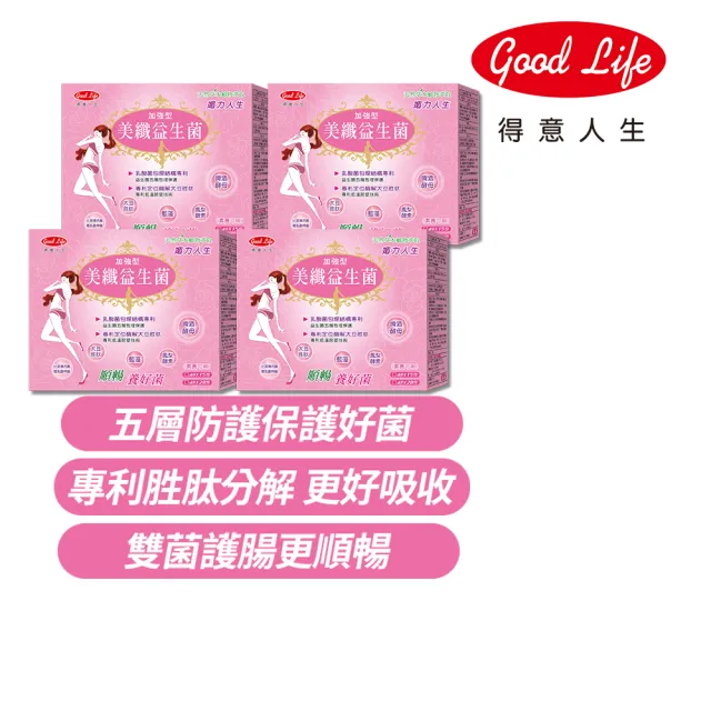 【得意人生】草本美纖益生菌_專利加強型 四盒組(共80包 啤酒酵母 鳳梨酵素 木瓜酵素 益生菌)