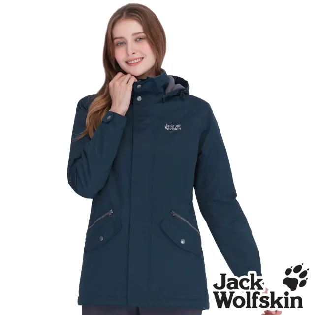 【Jack wolfskin 飛狼】女 經典款 防風防潑水保暖外套 內刷毛衝鋒衣(深藍)