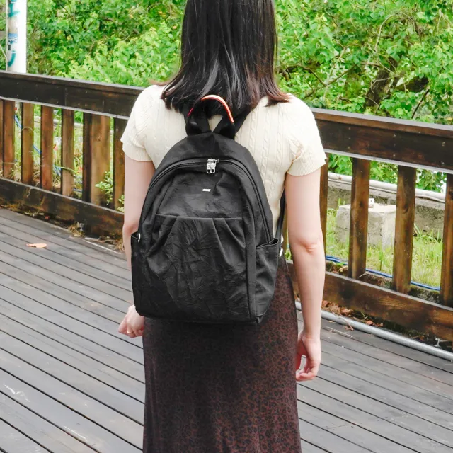【OMC】雙11 輕盈紙感甜美系休閒旅行後背包33570(小款黑色)