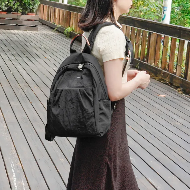 【OMC】雙11 輕盈紙感甜美系休閒旅行後背包33570(小款黑色)