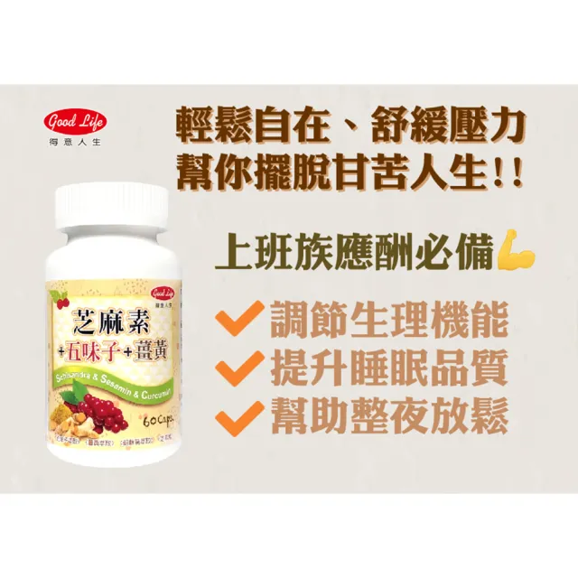 【得意人生】五味子+薑黃+芝麻素膠囊 三入組(共180粒 沈永慶藥師推薦 朝鮮薊 芝麻素 b群)
