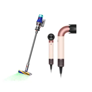 【dyson 戴森】V12強勁輕量智慧無線吸塵器 + HD17 精準造型 輕量吹風機(粉霧玫瑰)(超值組)