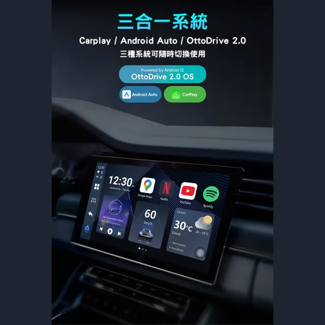 【ottocast】Carplay轉安卓 P3 八核心+128GB內存 車載 安卓盒 applepie PCS46(2026款/隨心所欲自定義)