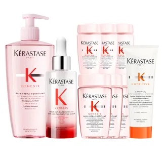 【KERASTASE 巴黎卡詩】粉漾芯生大容量調理組(髮浴500ml+頭皮精華90ml)