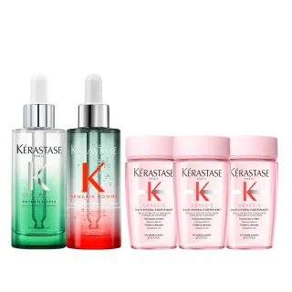 【KERASTASE 巴黎卡詩】極酵平衡+濃密芯生頭皮精華組(控油/舒緩)