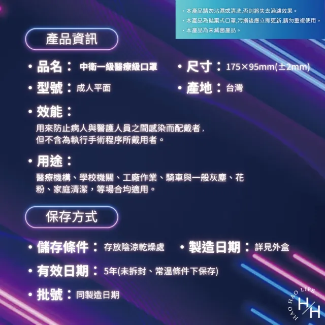 【CSD 中衛】醫療級口罩一級-成人平面 2色任選(50入/盒)