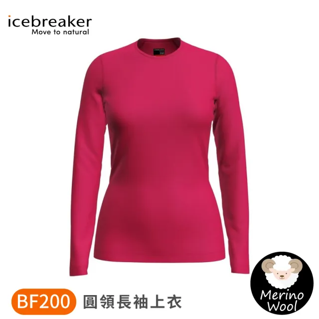 【Icebreaker】女 Oasis 圓領長袖上衣 BF200《玫瑰紅》104375/排汗衣/內層衣/薄長袖/美麗諾羊毛