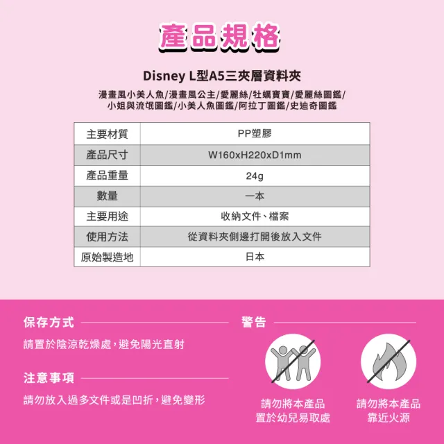 【sun-star】Disney L型A5三夾層資料夾(4款可選/日本進口/L夾/文件夾/文件袋/資料袋)