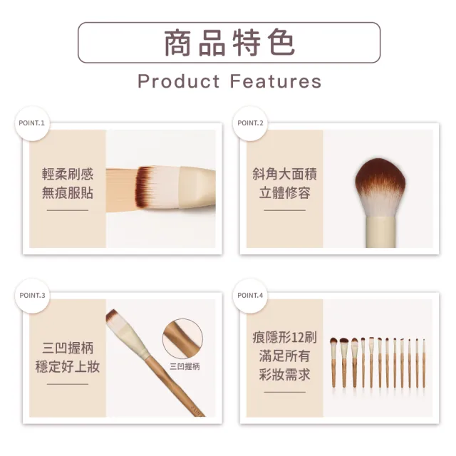 【JLIN】痕隱形巧妝刷具-蜜粉腮紅刷TR12(蜜粉刷、修容刷、腮紅刷、打亮刷)