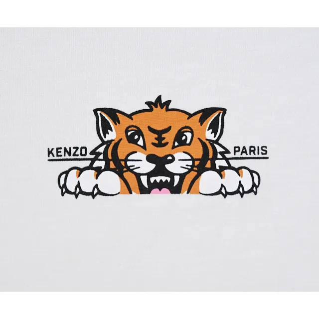 【KENZO】KENZO HAPPY TIGER虎頭圖樣LOGO棉質短袖T恤(女款/白)