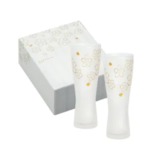 【ADERIA】日本製 金彩櫻花啤酒杯對杯組(415ml)