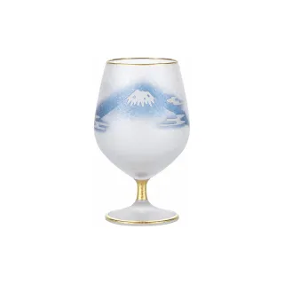 【ADERIA】日本製 富士月兔圖金邊高腳玻璃杯/酒杯(210ml)