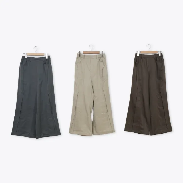 【MOSS CLUB】修身交錯剪接線西裝長褲(卡 咖 灰)