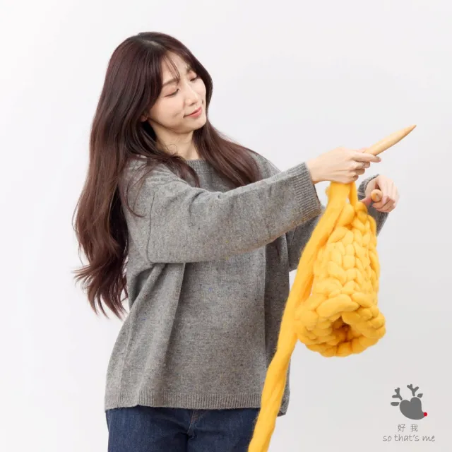 【so that’s me 好我】Melissa彩點圓領寬版針織毛衣(灰)