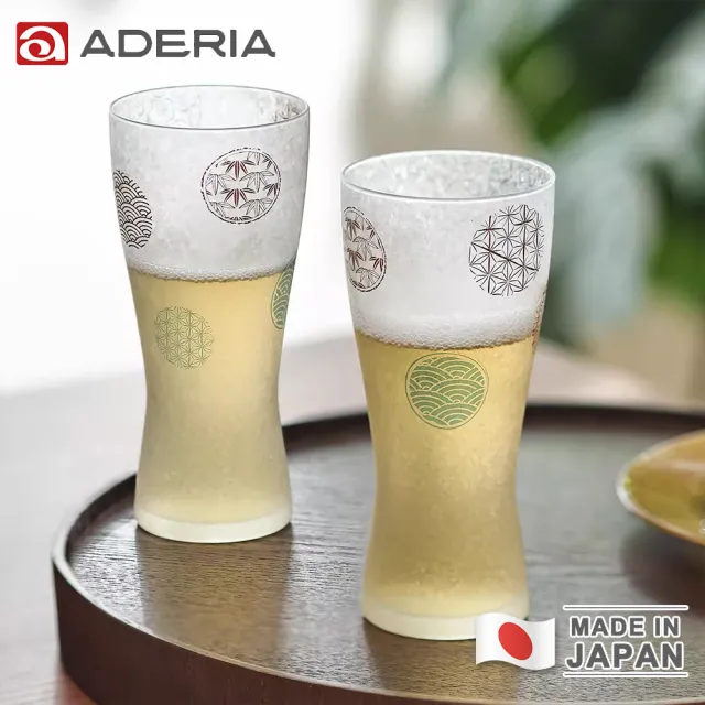 【ADERIA】日本製 吉祥丸紋啤酒杯對杯組(310ml)