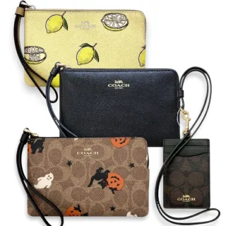 【COACH】經典單拉鍊 萬用小手拿包 / 掛帶識別證 證件夾 零錢包 PVC防刮皮革(多款可挑 送禮首選)