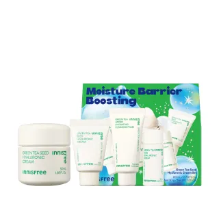 【innisfree】綠茶籽玻尿酸保濕霜禮盒(閃耀版/鎖水修護)