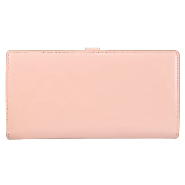 【TOD’S】TODS T Timeless 金屬LOGO小牛皮扣式零錢長夾(粉/黑)
