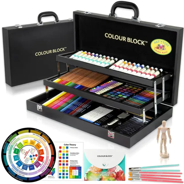 【COLOUR BLOCK】181件皮革美術繪畫組 10種媒材大全配 兒童禮物(初學到進階應有盡有)