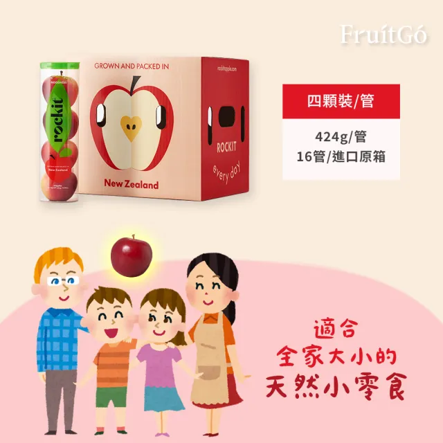 【FruitGo 馥果】紐西蘭樂淇特大蘋果12管_4顆共424g/管(#412產地原箱直送)(中元普渡 水果送禮）