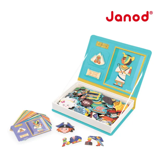【法國Janod】磁鐵遊戲書-遊玩歷史(拼拼樂 玩具 拼圖 益智玩具)