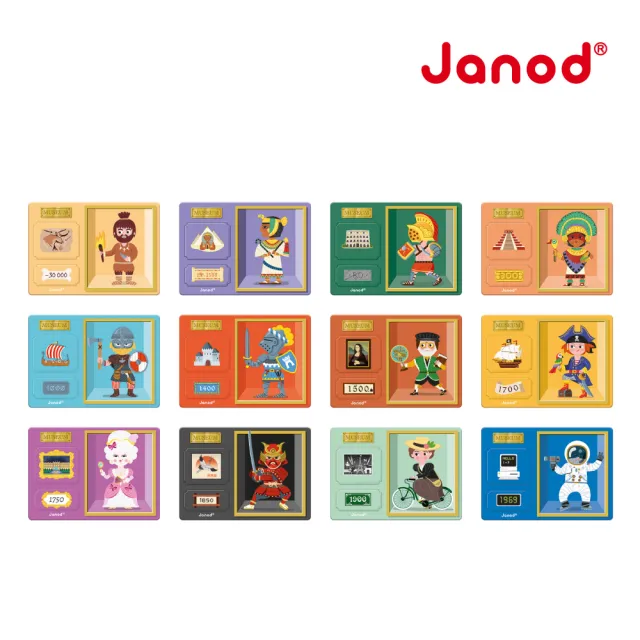 【法國Janod】磁鐵遊戲書-遊玩歷史(拼拼樂 玩具 拼圖 益智玩具)