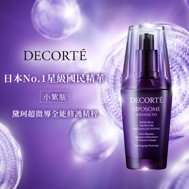 【DECORTE 黛珂】超微導全能修護體驗組(小紫瓶15mL+亮眼精粹8mL+修護霜9mL)