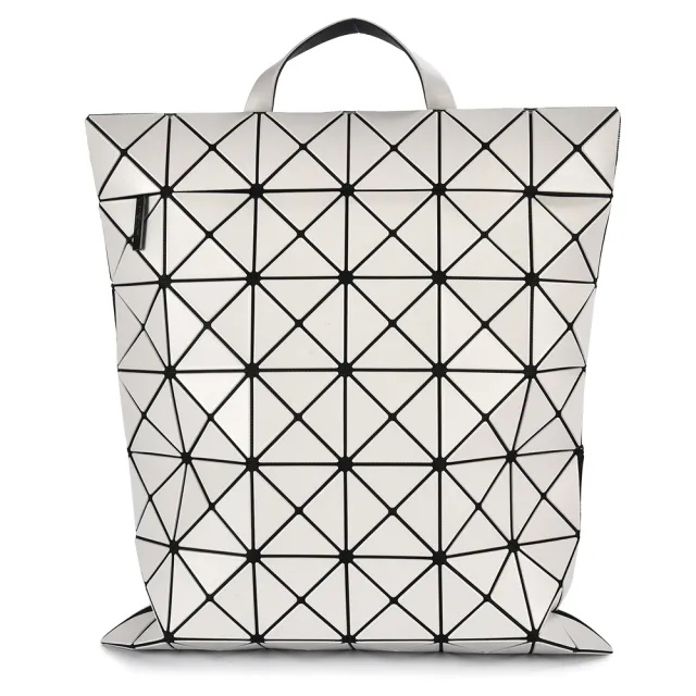 【ISSEY MIYAKE 三宅一生】BAOBAO LUCENT 啞光霧面方格6x7 大型後背包(-淺灰白色)