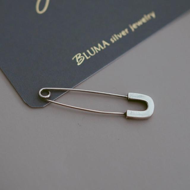 【BLUMA】男生耳環 中性耳環 復古別針純銀耳環單支 個性簡約(925泰銀男女耳飾 飾品禮盒)