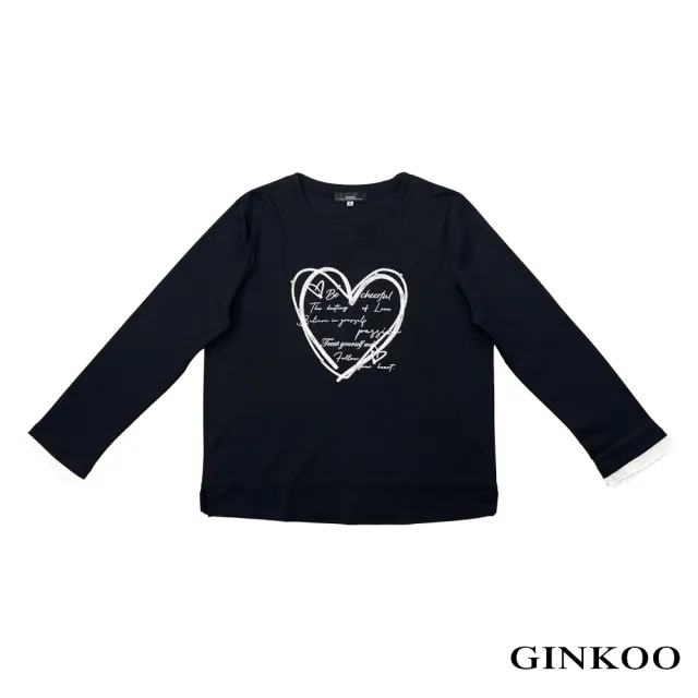 【GINKOO 俊克】袖口百褶愛心容縣釘珠上衣