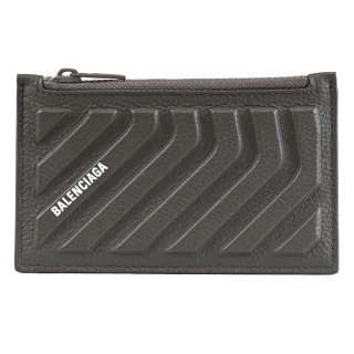 【Balenciaga 巴黎世家】品牌LOGO浮雕造型信用卡證件名片零錢卡包(軍綠)