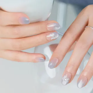 【DASHING DIVA】MAGICPRESS 時尚潮流美甲片-銀絲柔彩(紫色 漸層 貓眼)