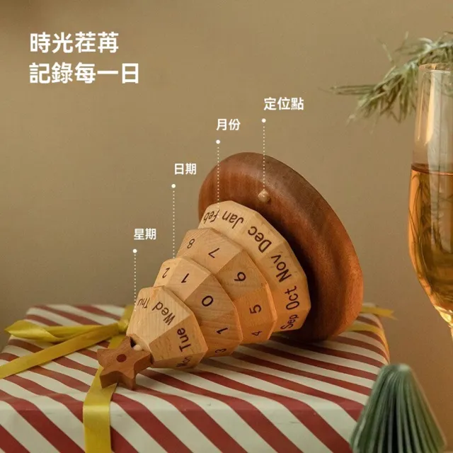 【Quality 聚家】萬年曆新款高顏值木質聖誕樹日曆桌面創意擺件(聖誕樹萬年曆/創意日期擺件/雕刻日曆)