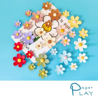 【Paper Play】冰箱貼 冰箱磁鐵/繽紛6瓣小雛菊花朵造型磁鐵 冰箱磁鐵 3入套組(10色任選)