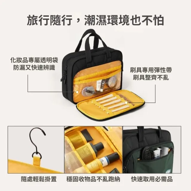 【BAGSMART】雙11 掛式旅行盥洗包(防水材質、大容量、多隔層)