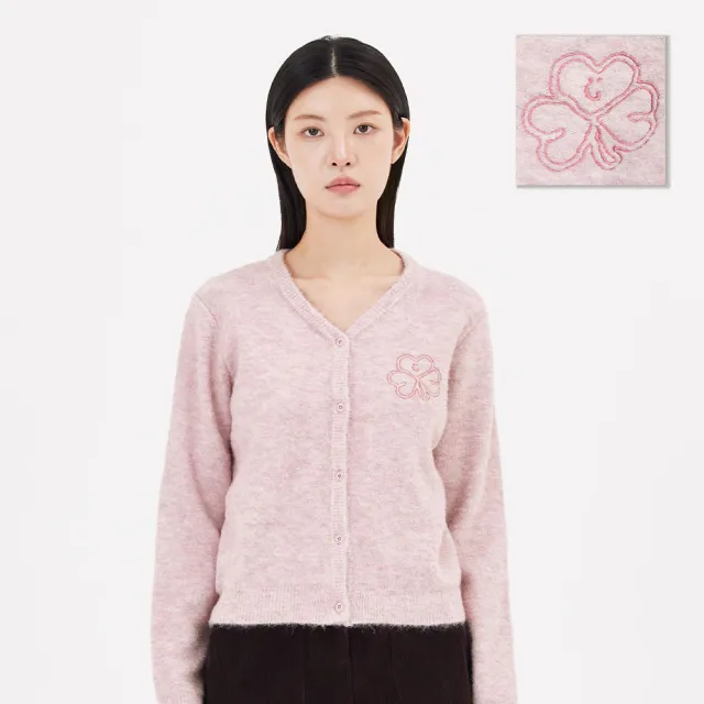 【Mark Gonzales】女裝 刺繡CLUV V領 針織外套 - 淺粉色