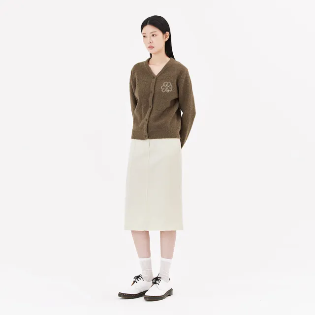 【Mark Gonzales】女裝 刺繡CLUV V領 針織外套 - 咖啡色
