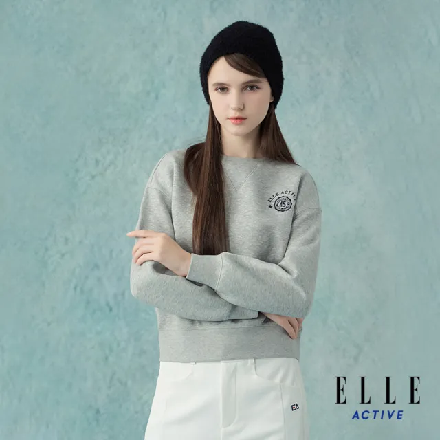 【ELLE ACTIVE】女款 輕量舒適休閒大學T-灰色(EA25A1W1402-95)