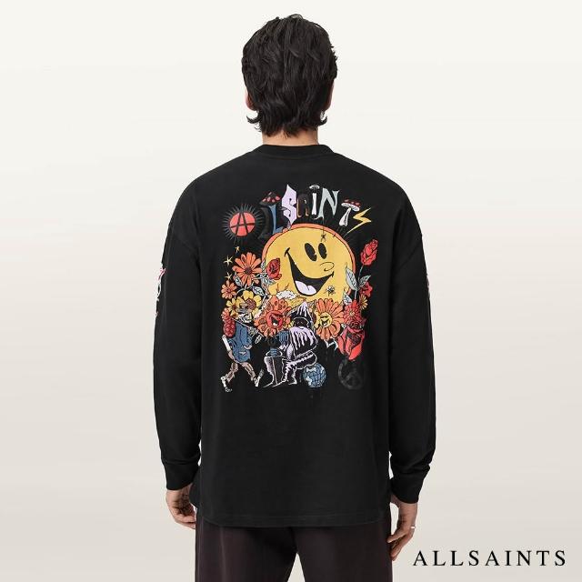 【ALLSAINTS】GARDENS 純棉寬鬆塗鴉長袖T恤 M040PD(寬鬆版型)