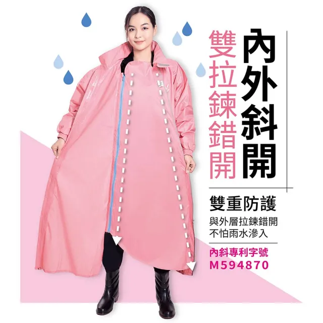 【鈦鴻牌】肆拉鍊內外斜雙側開風雨衣(前檔拉鍊內外斜開內層拉鍊與外層拉鍊斜錯開再加大胸前擋水片)