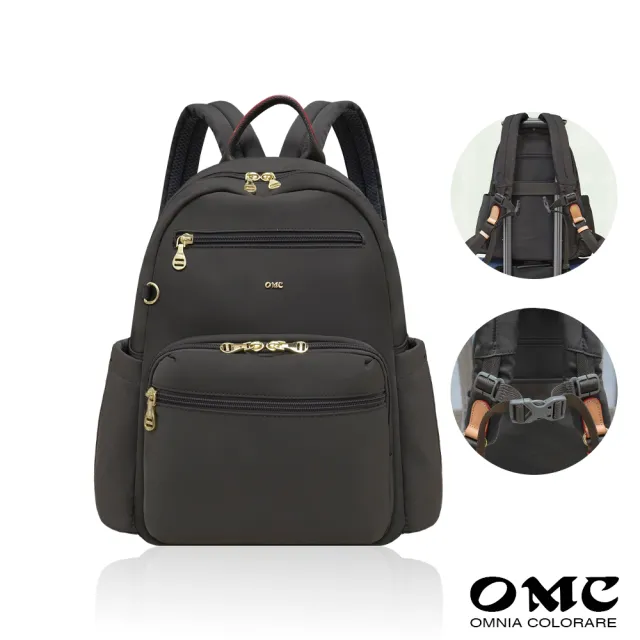 【OMC】雙11 必buy寬側袋附胸扣旅行休閒後背包03531A(鐵灰)