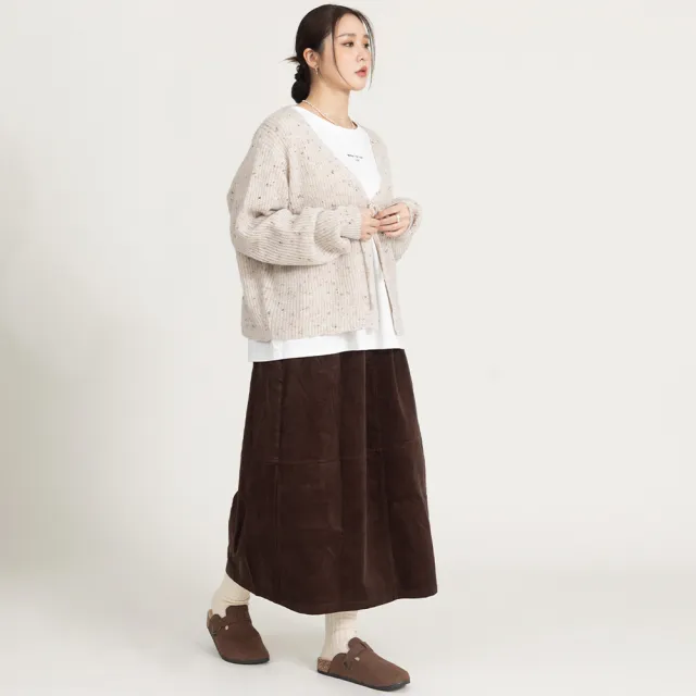 【M：MINb】繽紛織線開襟綁帶毛衣外套(淺卡其/中大尺碼女裝/XL女裝/女裝/大尺碼裙/針織上衣/針織外套)