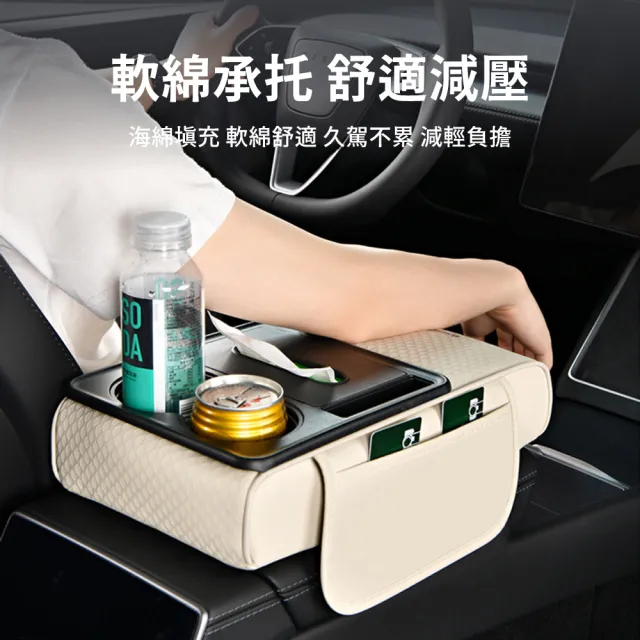 【OMG】車用扶手箱增高墊 多功能汽車夾縫收納盒 車載水杯架 紙巾盒(中央扶手 汽車收納)